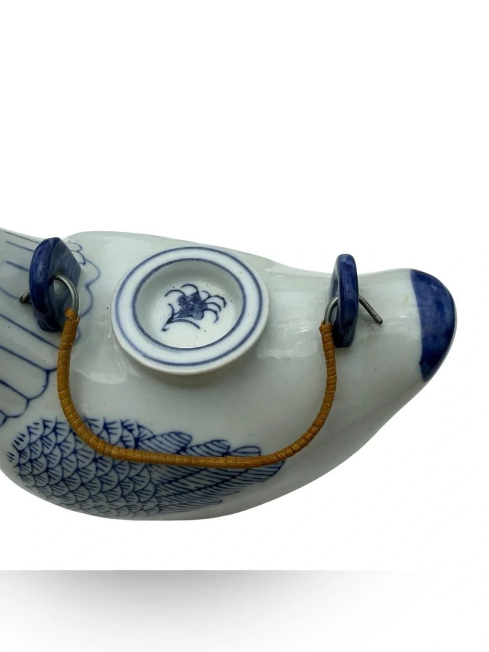 Williams Sonoma Grande Cuisine Blue White Chicken Bud Vase Chinoiserie Decor